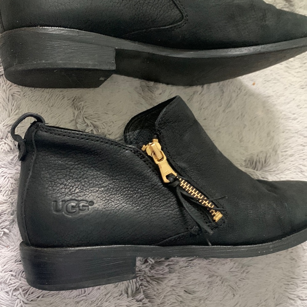 Ugg booties black leather side zip